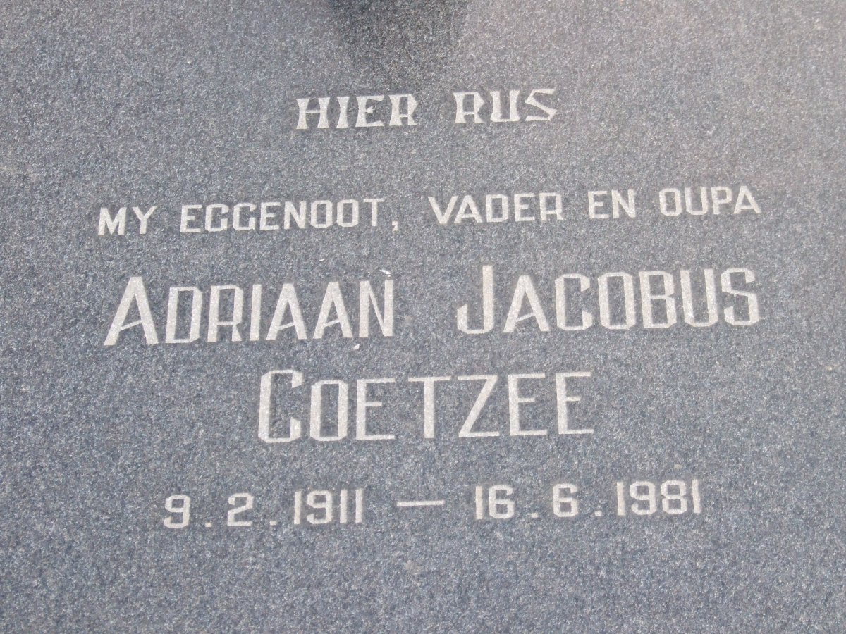 COETZEE Adriaan Jacobus 1911-1981