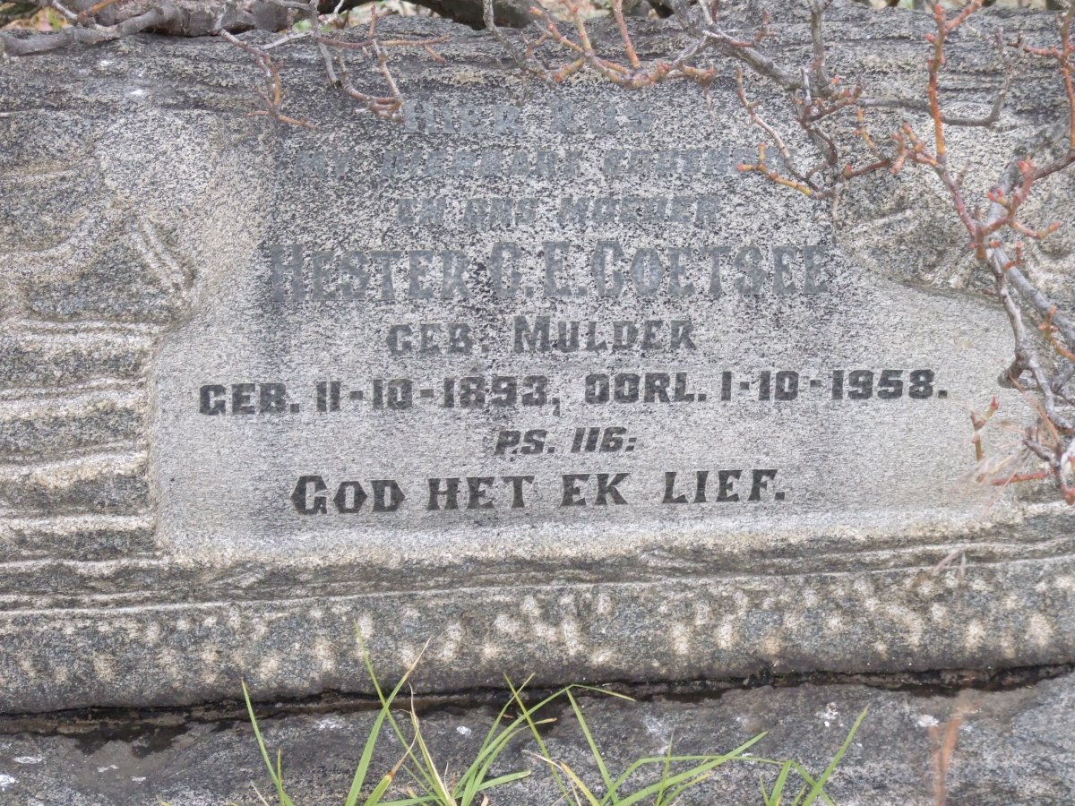 COETSEE Hester C.E. nee MULDER 1893-1958