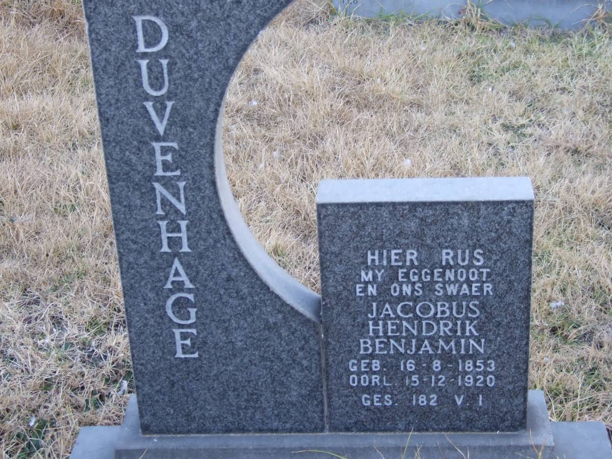 DUVENHAGE Jacobus Hendrik Benjamin 1853-1920