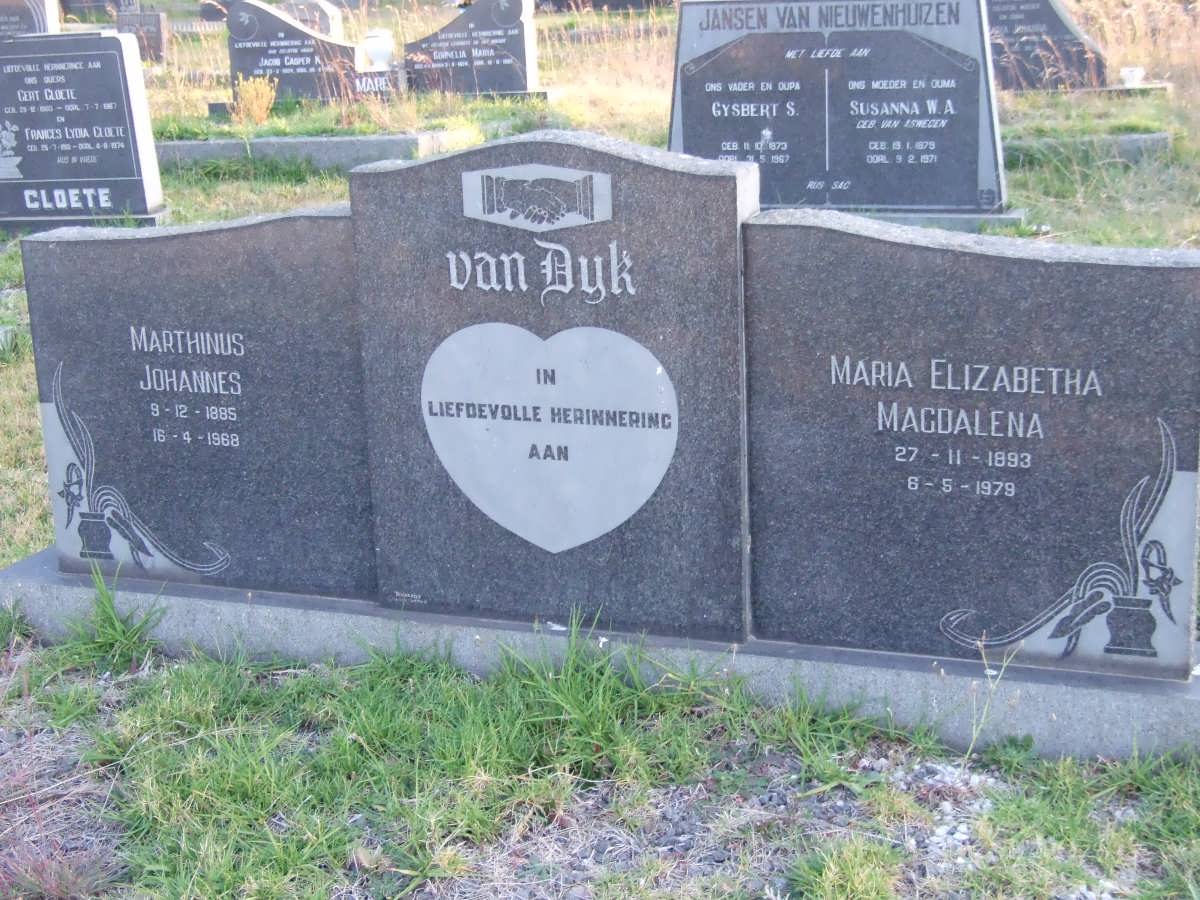 DYK Marthinus Johannes, van 1885-1968 &amp; Maria Elizabeth Magdalena 1893-1979