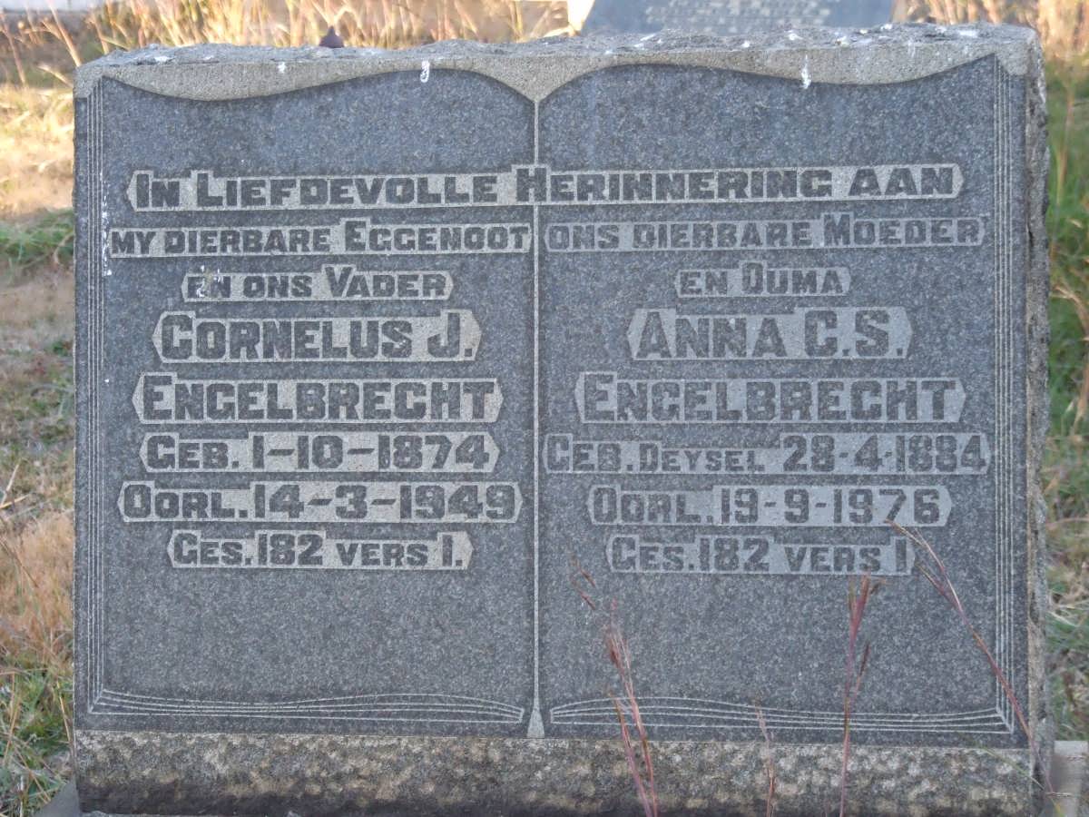 ENGELBRECHT Cornelus J. 1874-1949 &amp; Anna C.S. DEYSEL 1884-1976