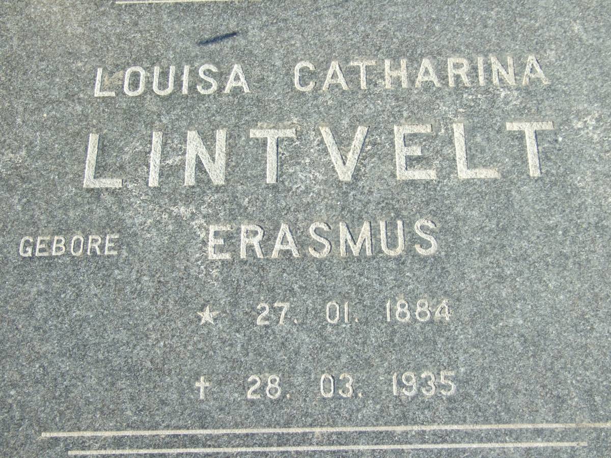 LINTVELT Louisa Catharina nee ERASMUS 1884-1935