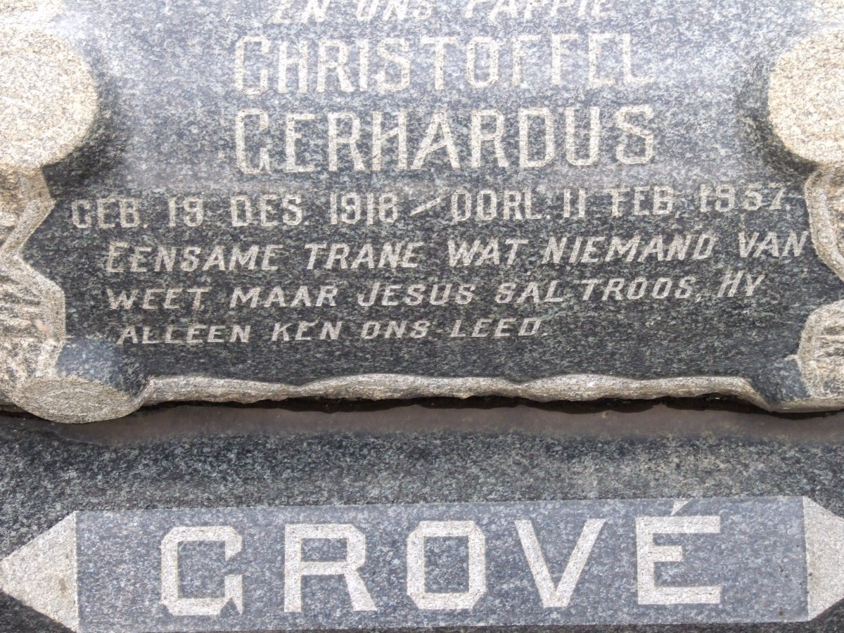 GROVÉ Christoffel Gerhardus 1918-1957