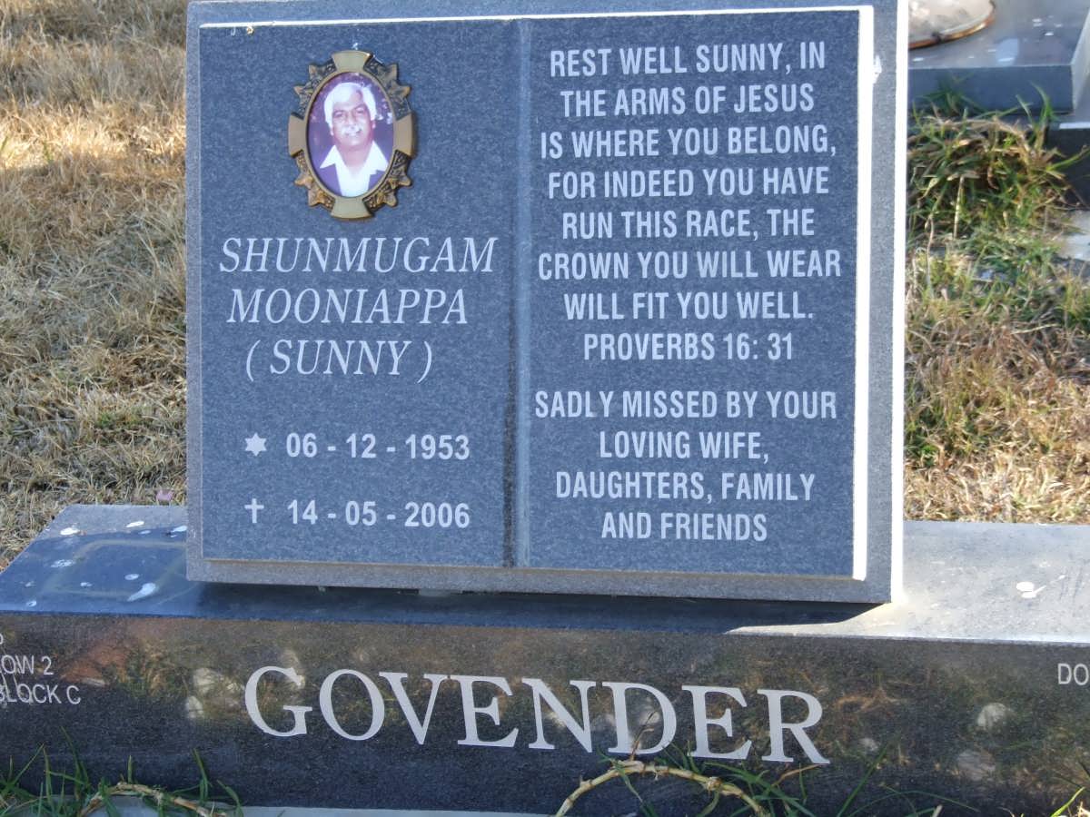 GOVENDER Shunmugam Mooniappa 1953-2006