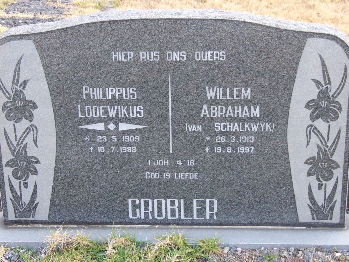 GROBLER Philippus Lodewikus 1909-1988 &amp; Willem Abraham van SCHALKWYK 1913-1997