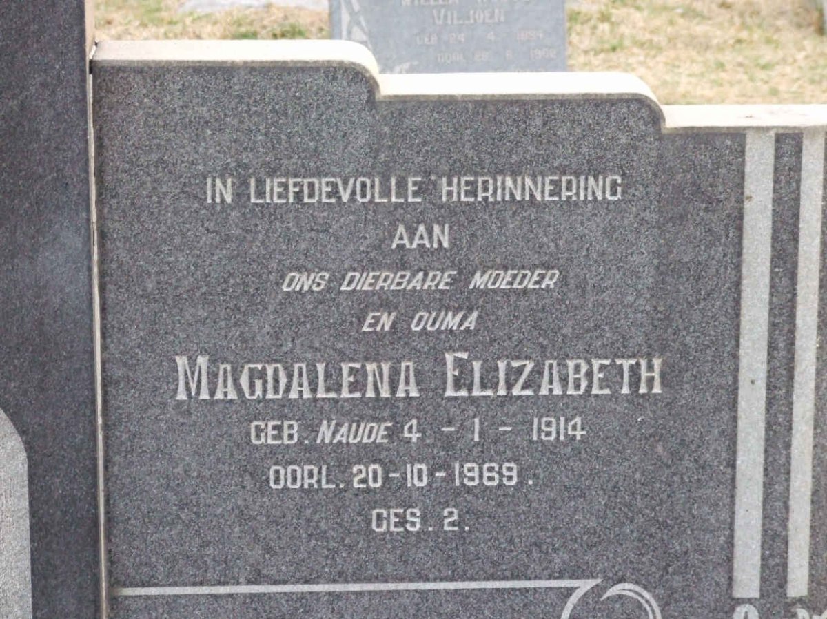 GROBLER Carel Frederick 1899-1963 &amp; Magdalena Elizabeth NAUDE 1914-1969