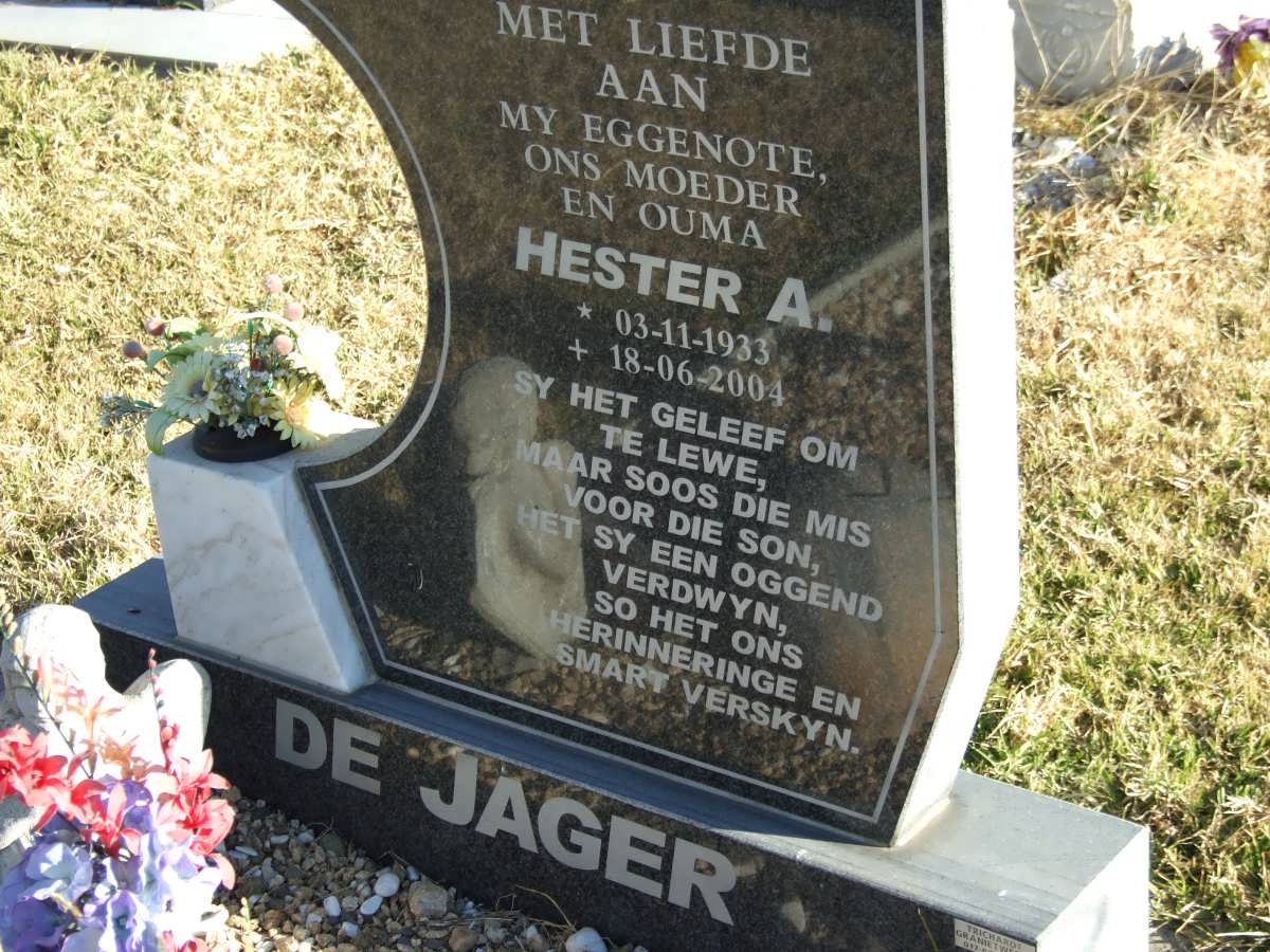 JAGER Hester A., de 1933-2004