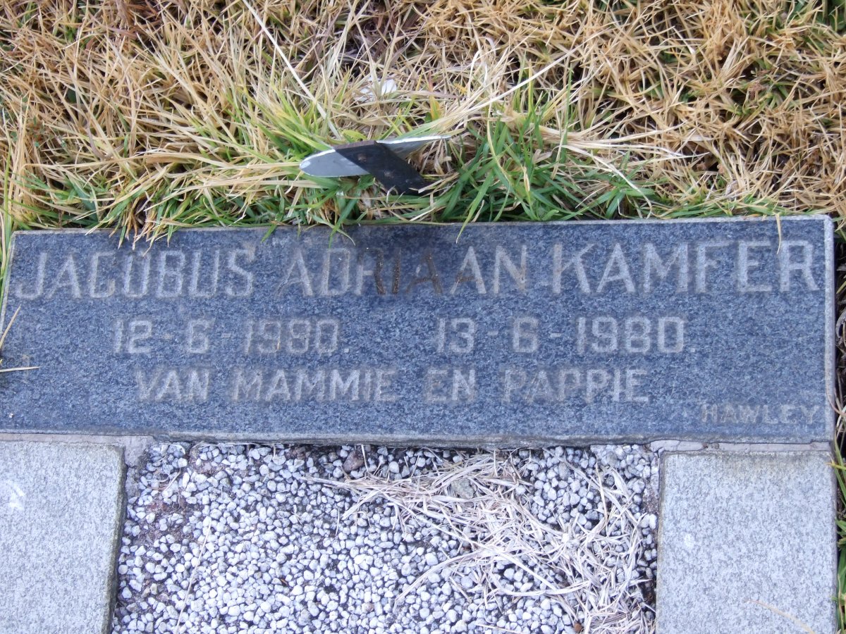 KAMFER Jacobus Adriaan 1980-1980