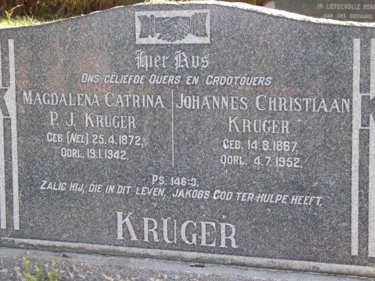 KRUGER Johannes Christiaan 1867-1952 &amp; Magdalena Catrina P.J. NEL 1872-1942