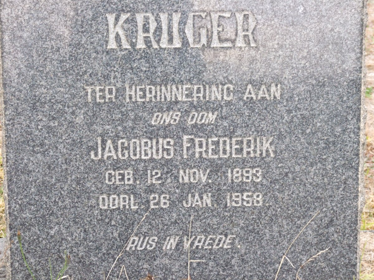 KRUGER Jacobus Frederik 1893-1958