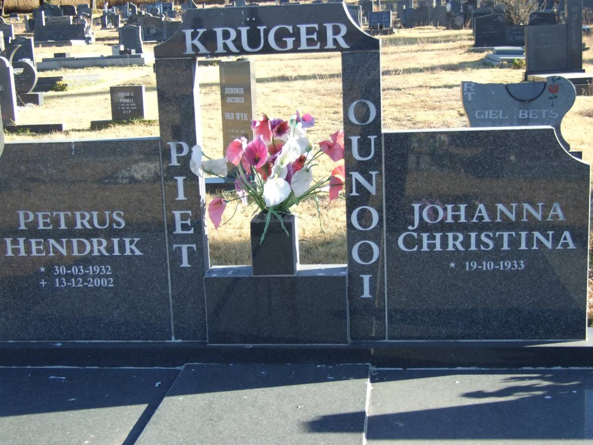 KRUGER Petrus Hendrik 1932-2002 &amp; Johanna Christina 1933-