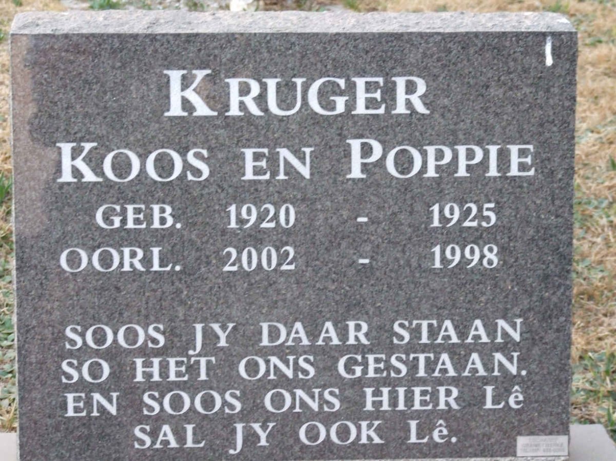 KRUGER Koos 1920-2002 &amp; Poppie 1925-1998