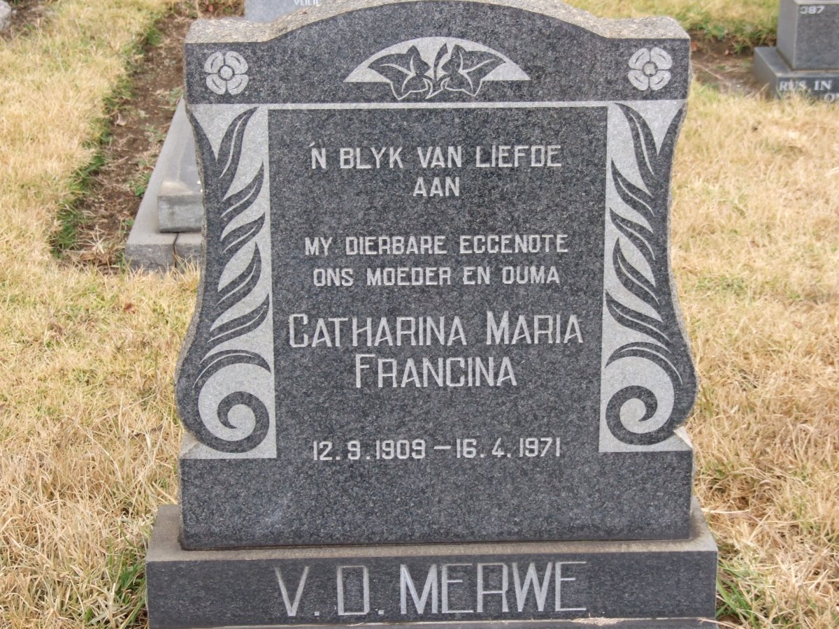 MERWE Catharina Maria Francina, v.d. 1909-1971