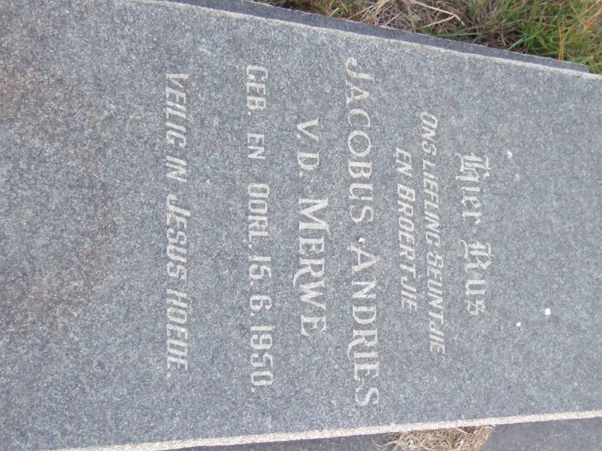 MERWE Jacobus Andries, v.d. 1950-1950