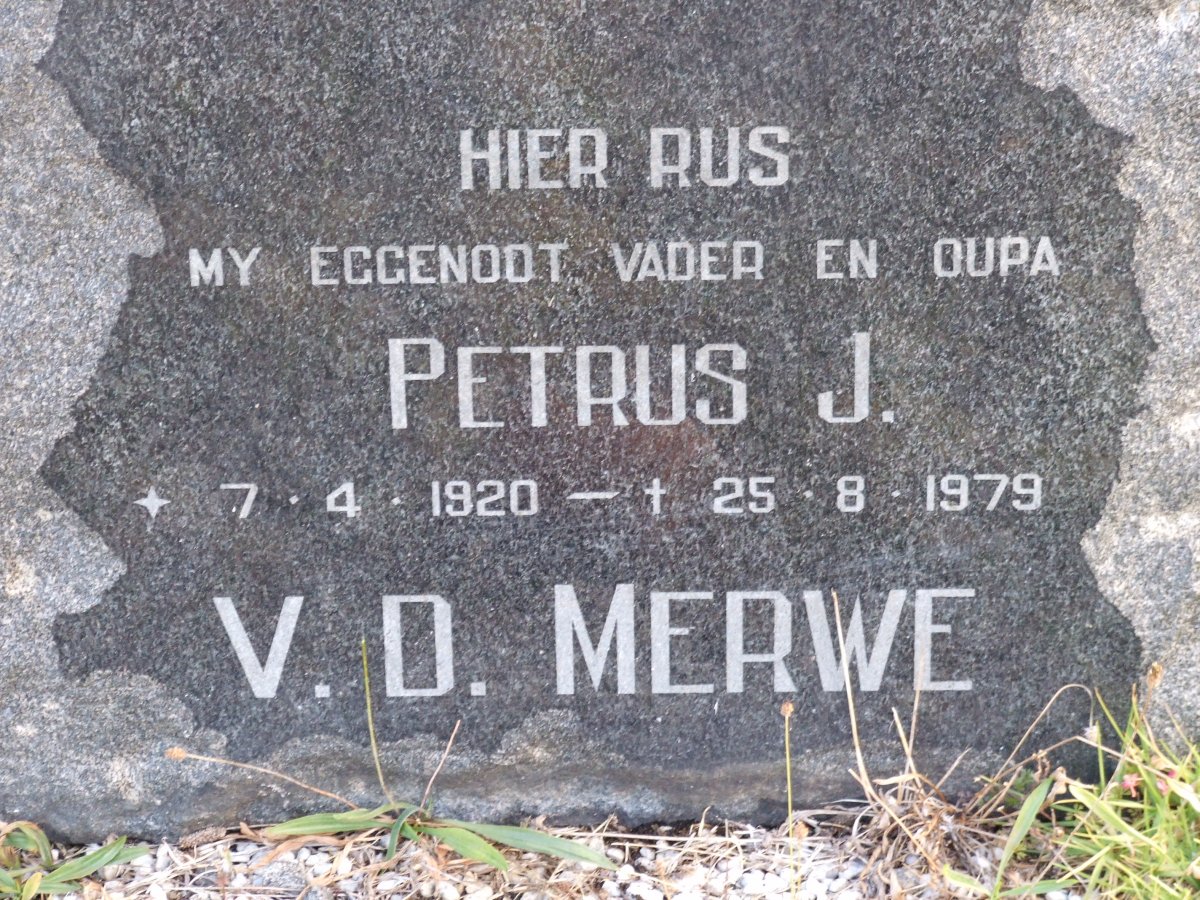 MERWE Petrus J., v.d. 1920-1979