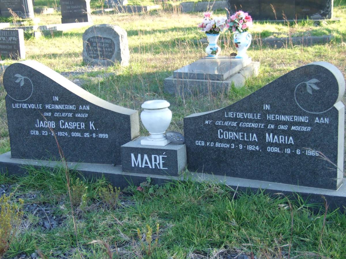 MARE Jacob Casper K. 1924-1999 &amp; Cornelia Maria V.D.BERGH 1924-1965