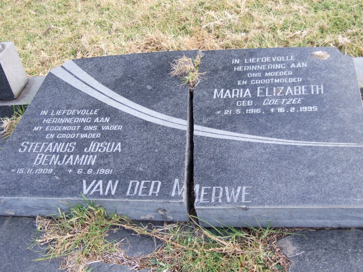 MERWE Stefanus Josua Benjamin, van der 1909-1981 &amp; Maria Elizabeth COETZEE 1916-1995