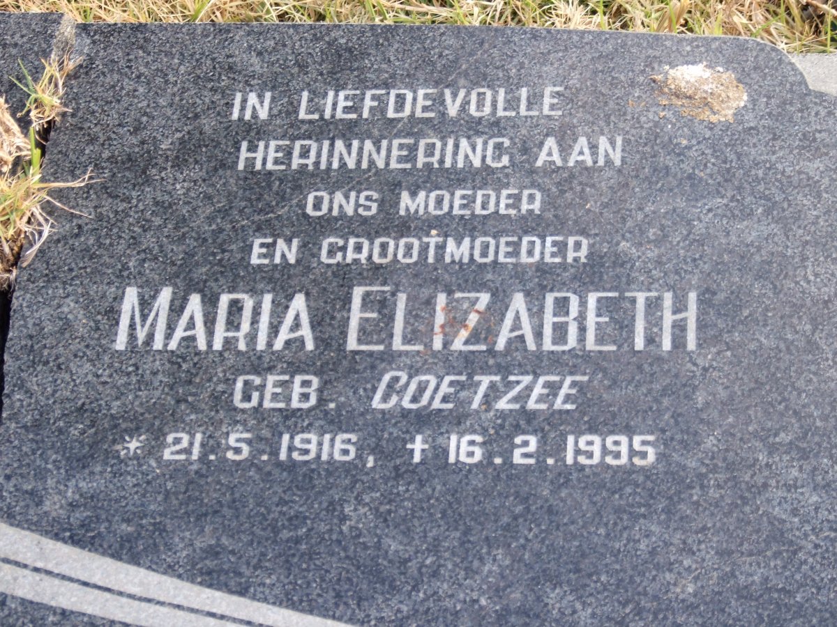 MERWE Stefanus Josua Benjamin, van der 1909-1981 &amp; Maria Elizabeth COETZEE 1916-1995