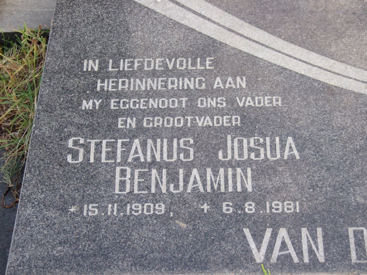 MERWE Stefanus Josua Benjamin, van der 1909-1981 &amp; Maria Elizabeth COETZEE 1916-1995