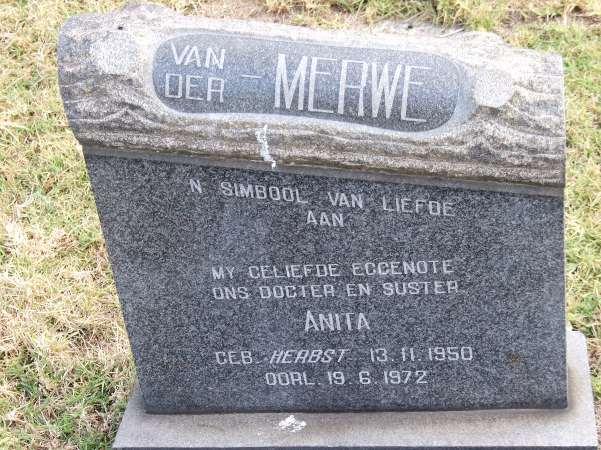 MERWE Anita, van der nee HERBST 1950-1972