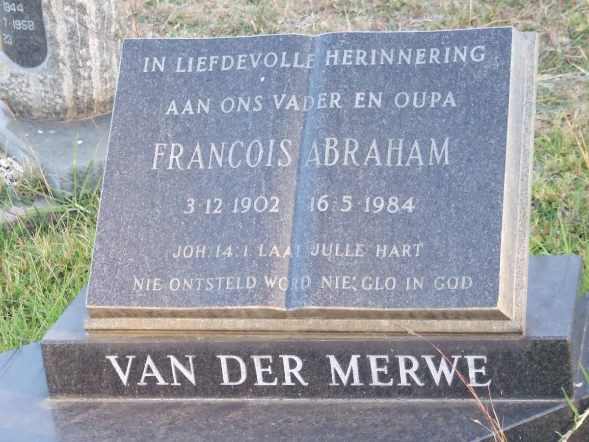 MERWE Francois Abraham, van der 1902-1984