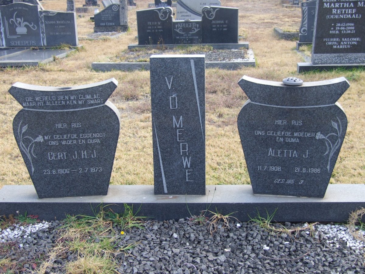 MERWE Gert J.H.J., v.d. 1906-1973 &amp; Aletta J. 1908-1986