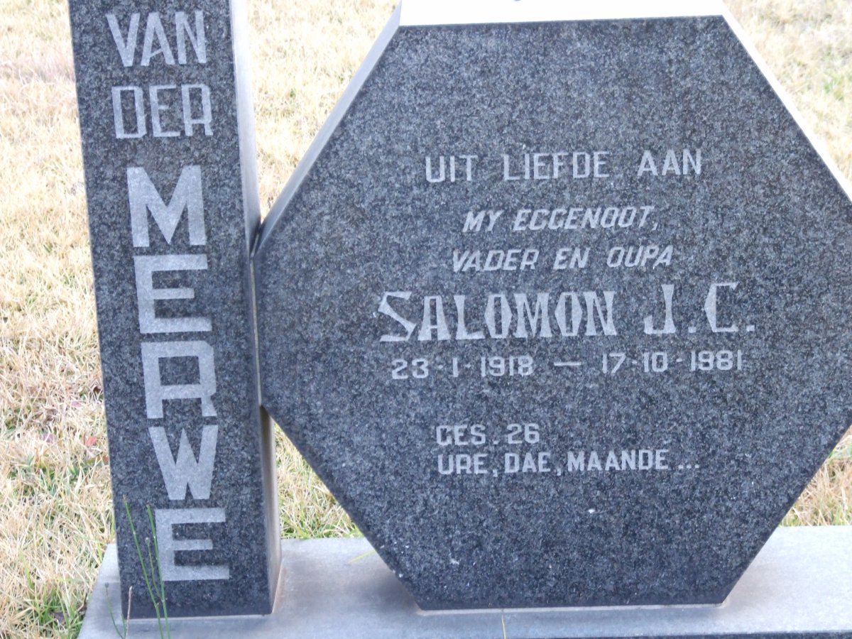 MERWE Salomon J.C., van der 1918-1981