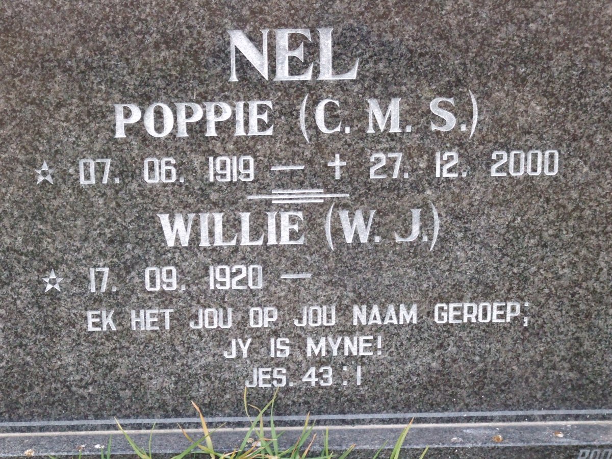 NEL W.J. 1920- &amp; C.M.S. 1919-2000