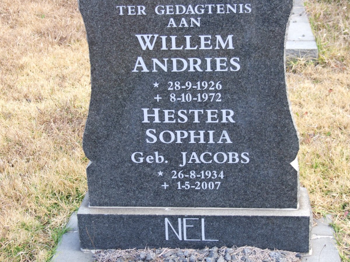 NEL Willem Andries 1926-1972 &amp; Hester Sophia JACOBS 1934-2007