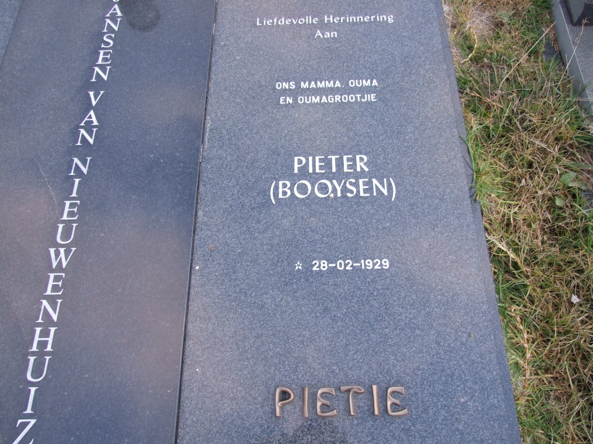 NIEUWENHUIZEN Daniel Jacobus, Jansen van 1925-1994 &amp; Pieter BOOYSEN 1929-
