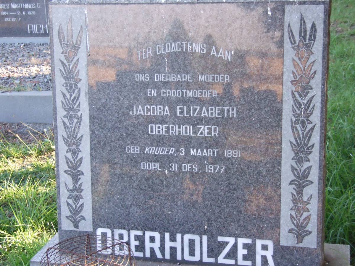OBERHOLZER Jacoba Elizabeth nee KRUGER 1891-1977