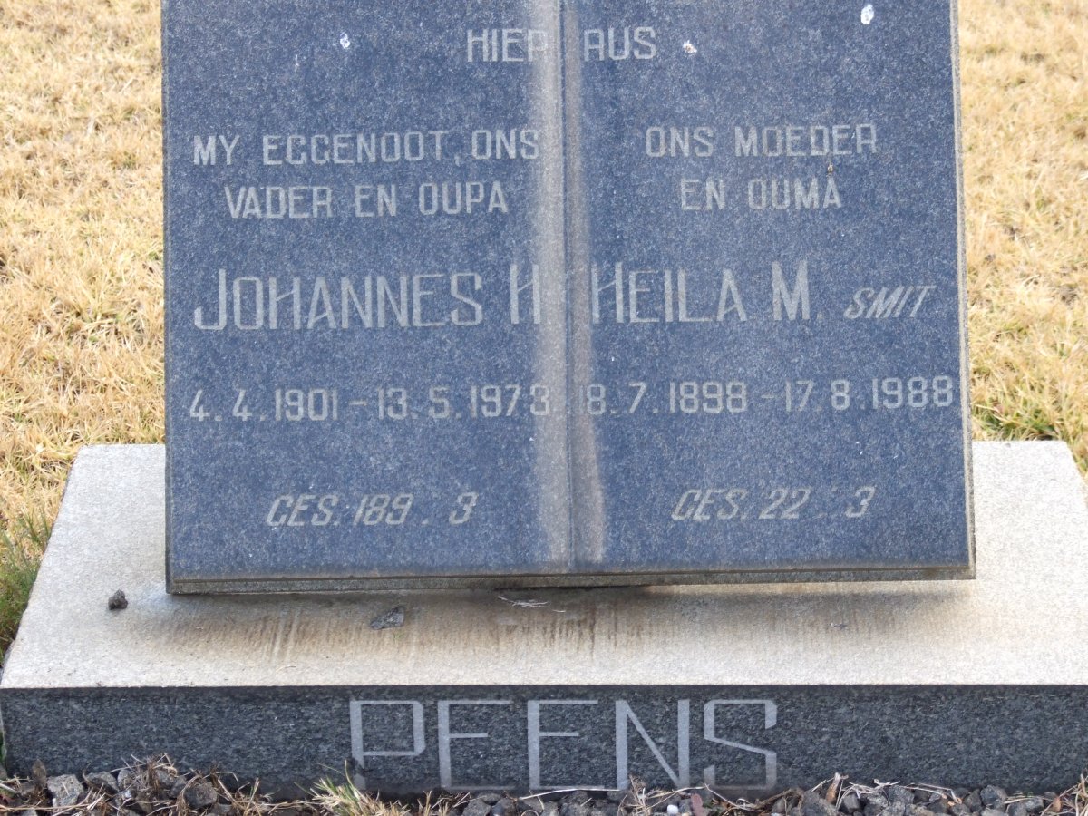 PEENS Johannes H. 1901-1973 &amp; Heila M. SMIT 1898-1988