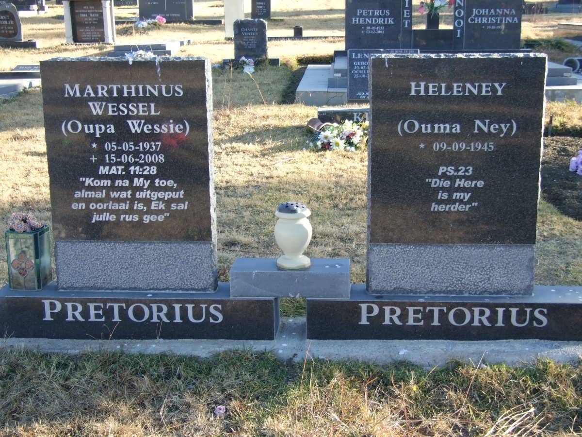 PRETORIUS Marthinus Wessel 1937-2008 &amp; Heleney 1945-