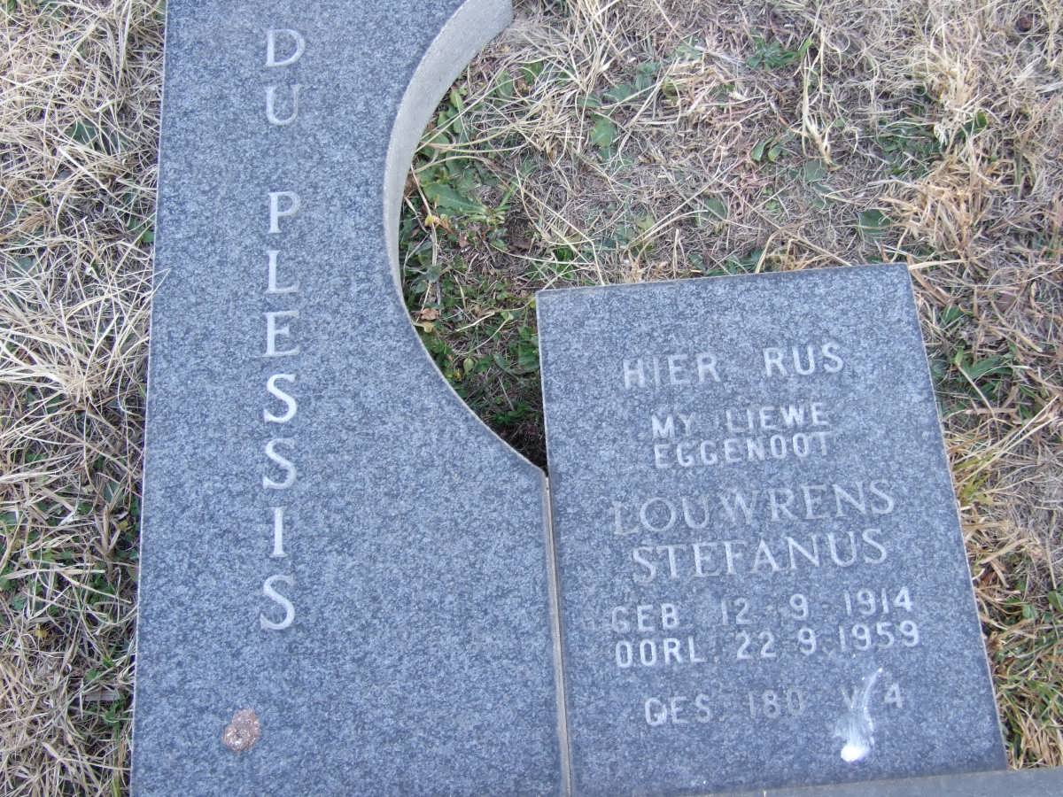 PLESSIS Louwrens Stefanus, du 1914-1959