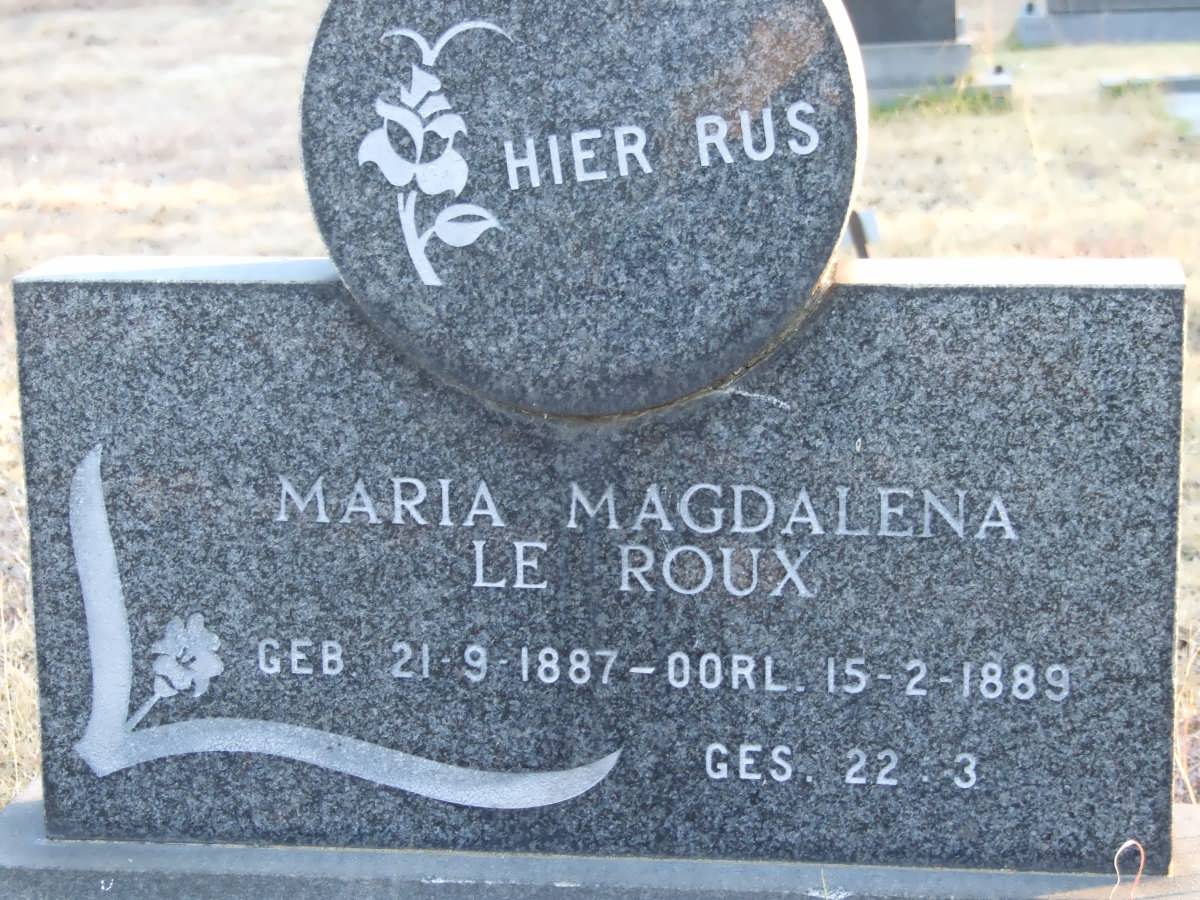 ROUX Maria Magdalena, le 1887-1889