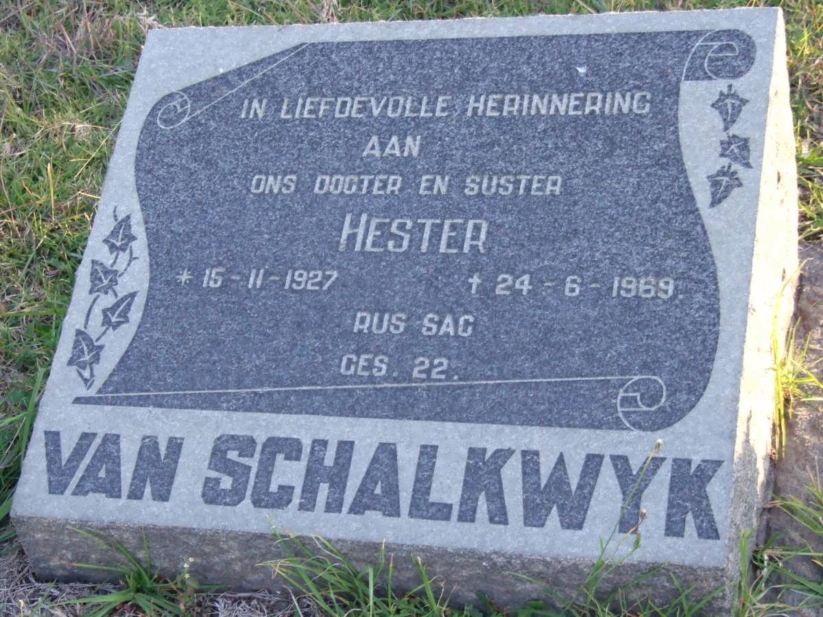SCHALKWYK Hester, van 1927-1969