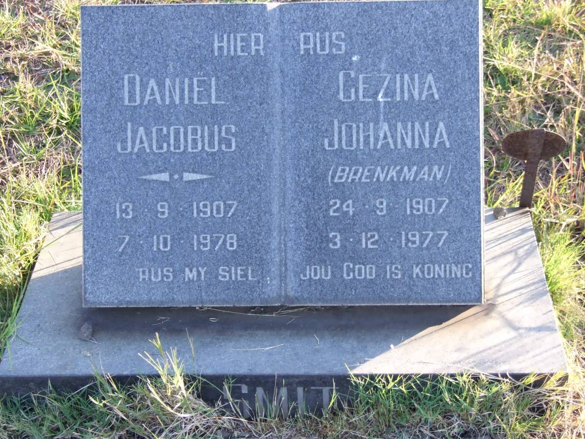 SMIT Daniel Jacobus 1907-1978 &amp; Gezina Johanna BRENKMAN 1907-1977