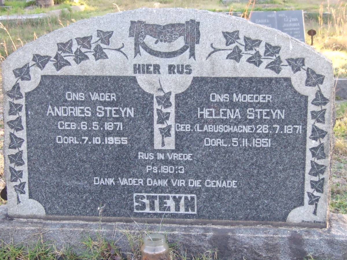 STEYN Andries 1871-1955 &amp; Helena LABUSCHAGNE 1871-1951