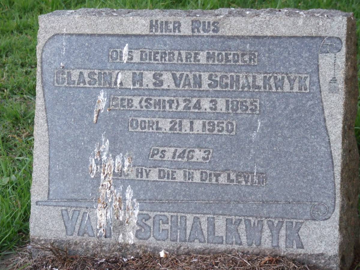 SCHALKWYK Clasina M.S., van nee SMIT 1865-1950