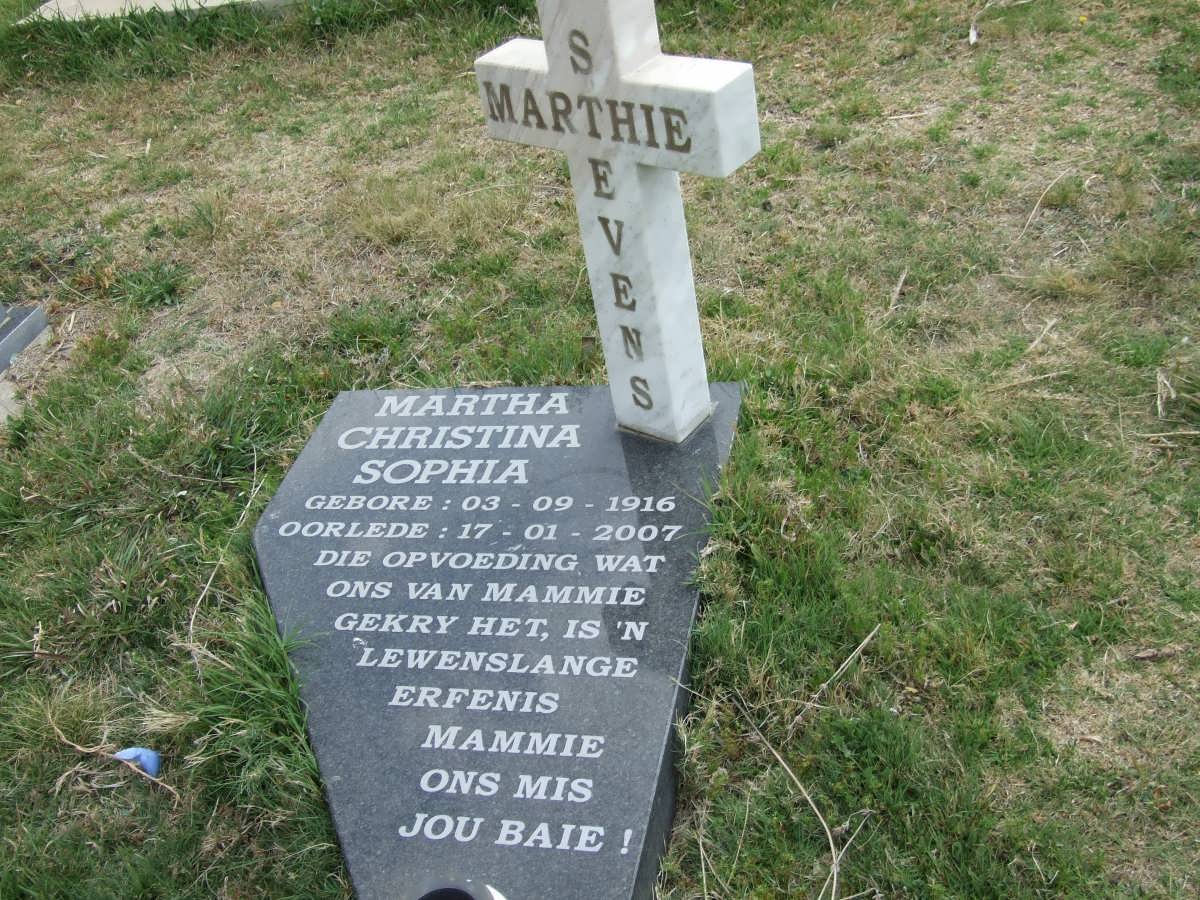 STEVENS Martha Christina Sophia 1916-2007 