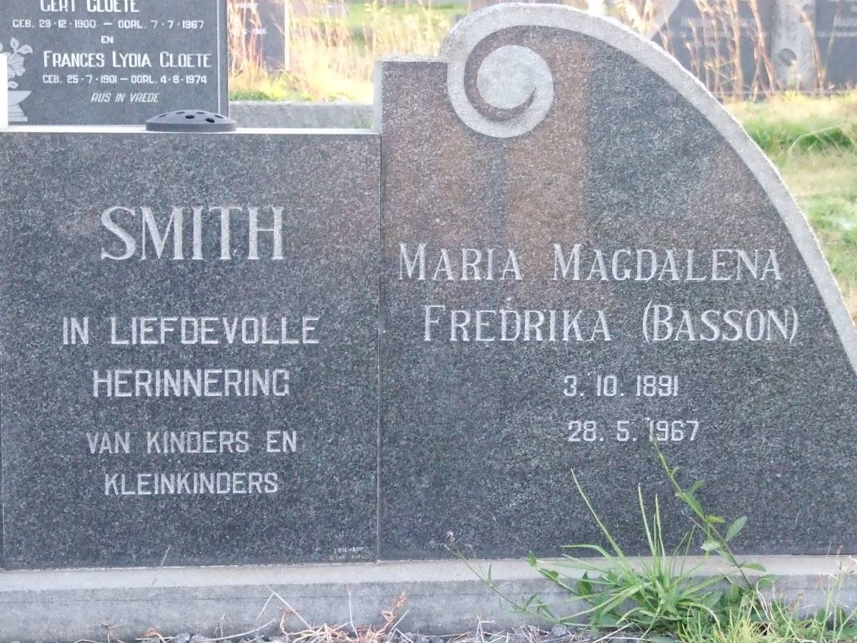 SMITH Carel Petrus v.d. Merwe 1891-1968 &amp; Maria Magdalena Fredrika BASSON 1891-1967