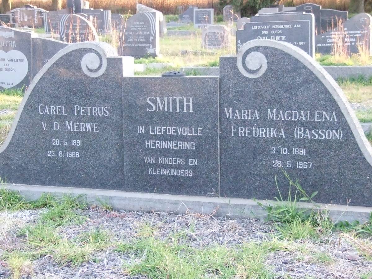 SMITH Carel Petrus v.d. Merwe 1891-1968 &amp; Maria Magdalena Fredrika BASSON 1891-1967
