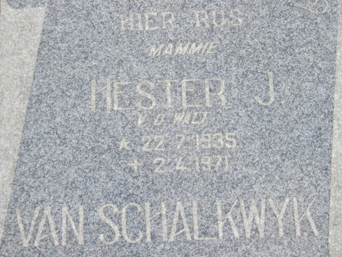 SCHALKWYK Dirk P.J., van 1931-1971 &amp; Hester J. v.d. WALT 1935-1971 :: van SCHALKWYK Neelsie 1968-1971
