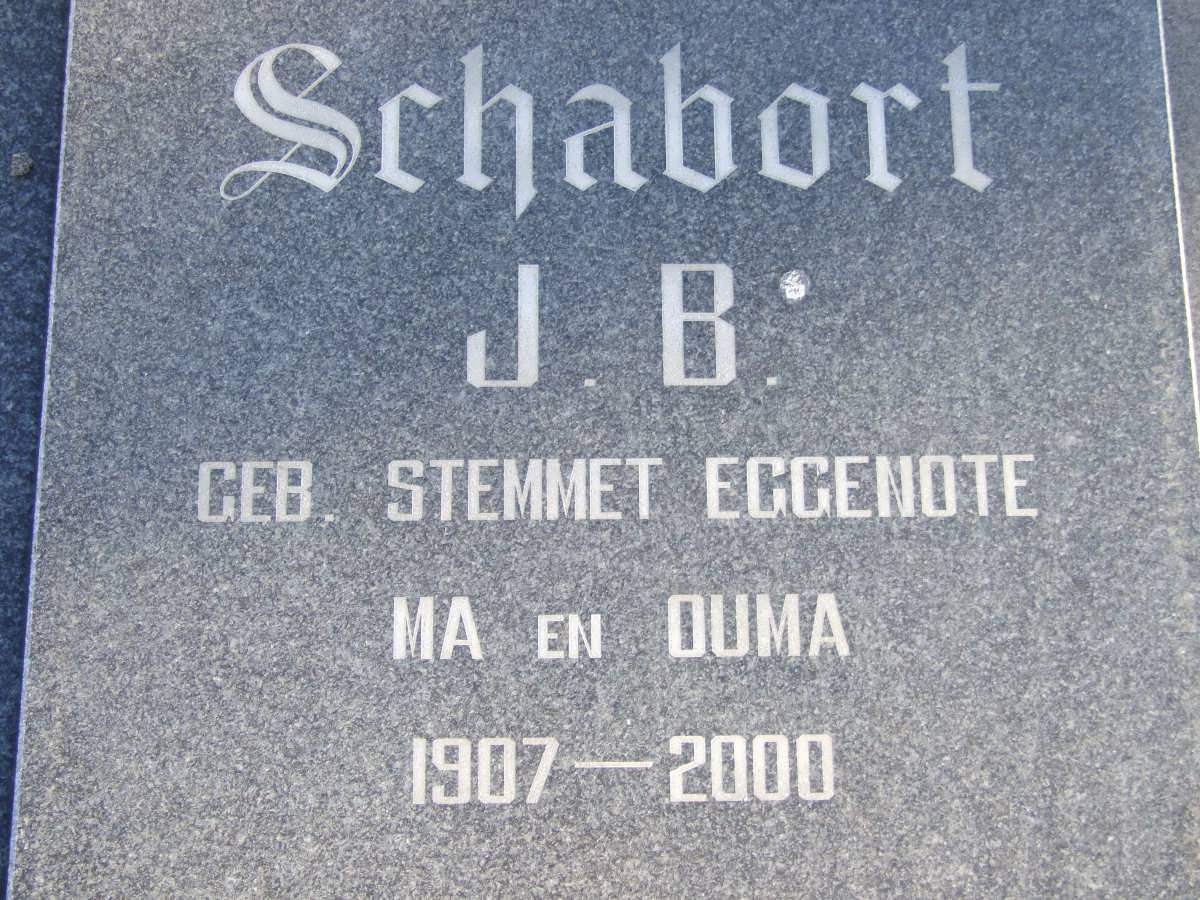 SCHABORT J.C. 1912-1985 &amp; J.B. STEMMET 1907-2000