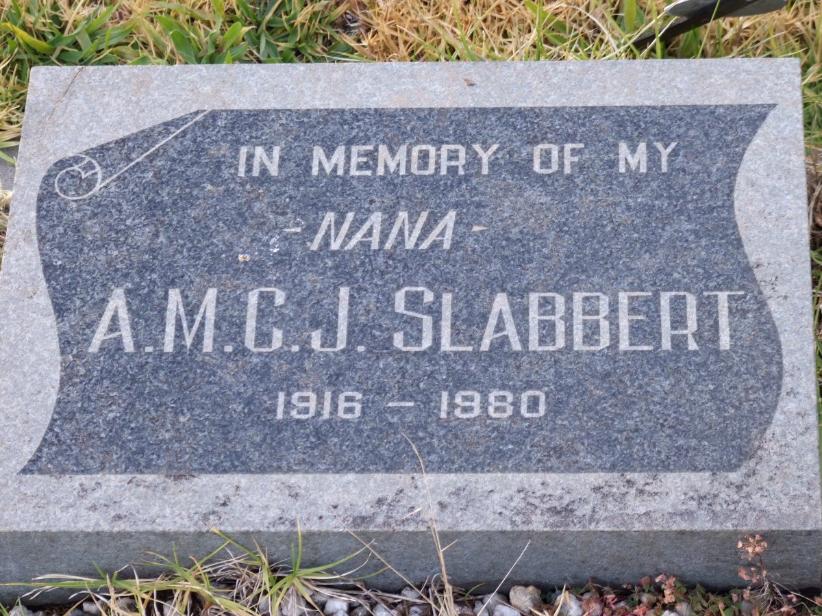 SLABBERT A.M.C.J. 1916-1980
