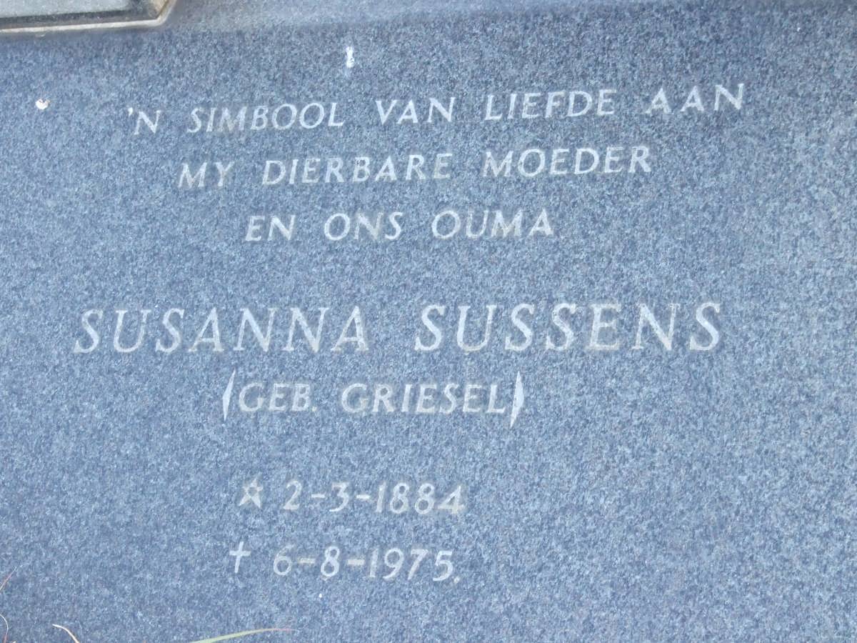 SUSSENS Susanna nee GRIESEL 1884-1975