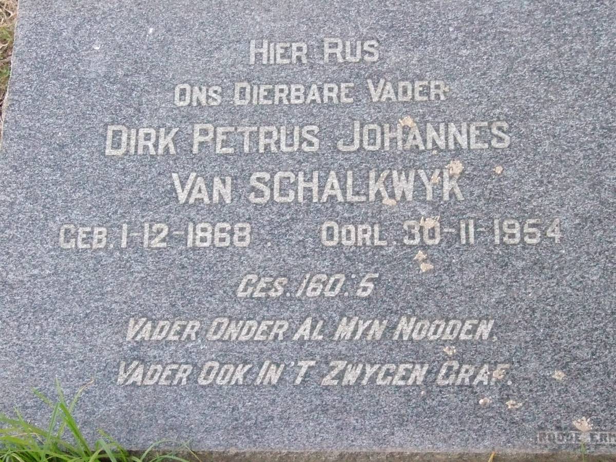 SCHALKWYK Dirk Petrus Johannes, van 1868-1954