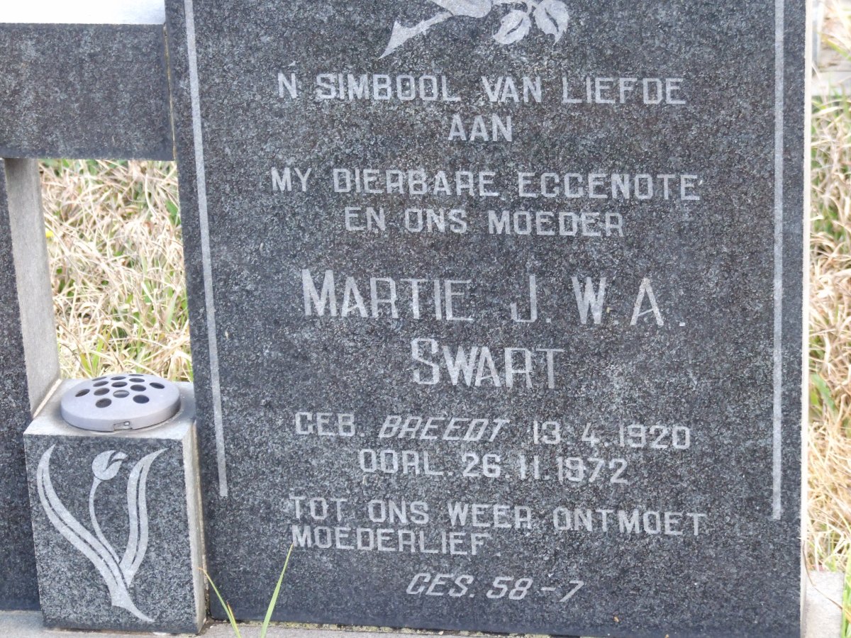 SWART Martie J.W.A. nee BREEDT 1920-1972