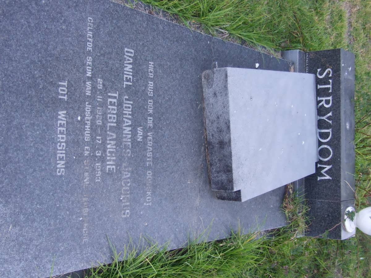 STRYDOM Christina Elizabeth, formerly TERBLANCHE 1892-1985 :: TERBLANCHE Daniël Johannes Jacobus 1920-1993
