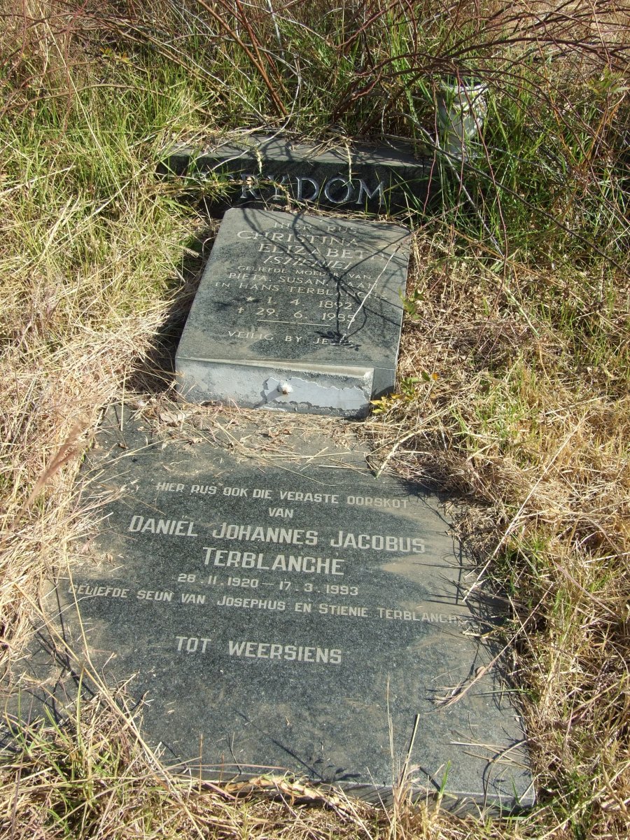 STRYDOM Christina Elizabeth, formerly TERBLANCHE 1892-1985 :: TERBLANCHE Daniël Johannes Jacobus 1920-1993